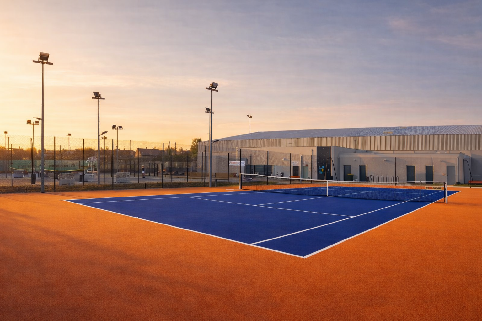 Courts du TCM Rivery au coucher du soleil